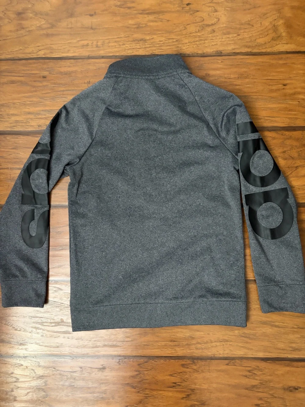Adidas Kid’s Heather Gray Full-Zip Athletic Jacket with Black Sleeve Logo